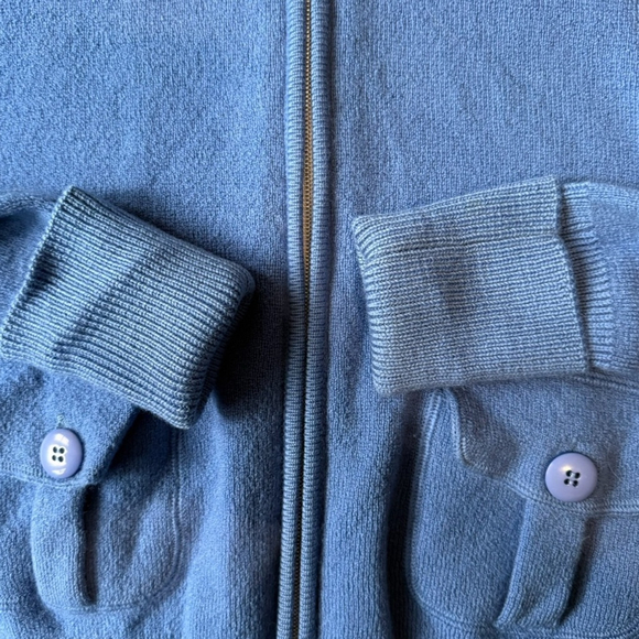Stephanie Phillips Blue 100% Merino Wool Full-Zip Sweater Size 8 Classic Luxury - Picture 9 of 13